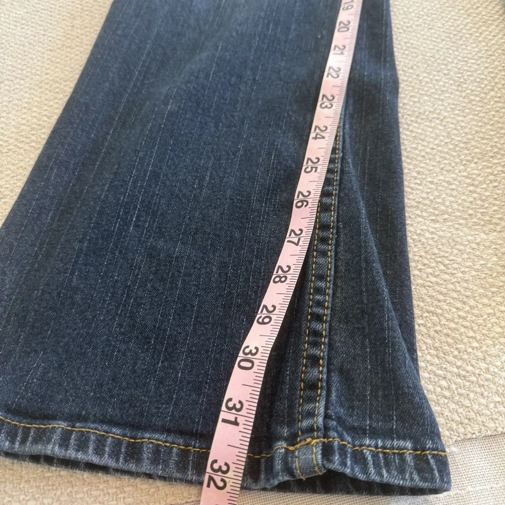 Michael Kors‎ Womens Bootcut Stretch Jeans Dark Wash Embroidered Pockets Size 12